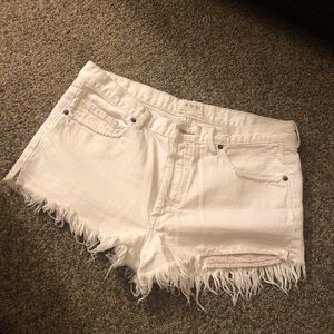 Free People- cream cut off denim shorts